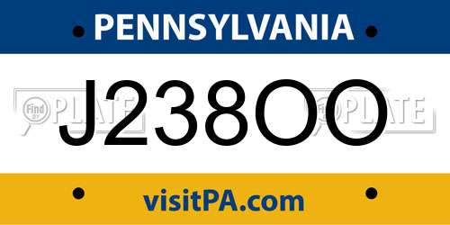 J238OO Pennsylvania License Plate
