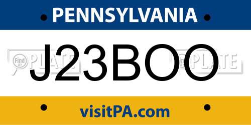 J23BOO Pennsylvania License Plate