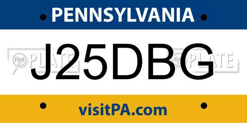 J25DBG Pennsylvania License Plate