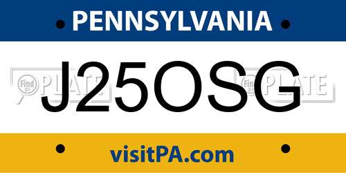 J25OSG Pennsylvania License Plate