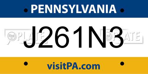 J261N3 Pennsylvania License Plate