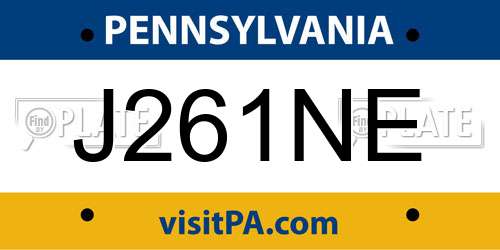 J261NE Pennsylvania License Plate