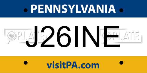 J26INE Pennsylvania License Plate