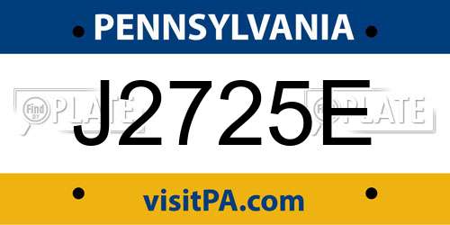 J2725E Pennsylvania License Plate