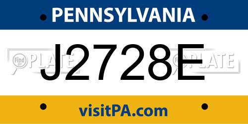 J2728E Pennsylvania License Plate