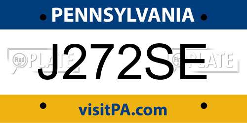 J272SE Pennsylvania License Plate