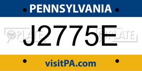 J2775E Pennsylvania License Plate