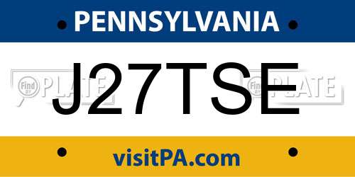 J27TSE Pennsylvania License Plate