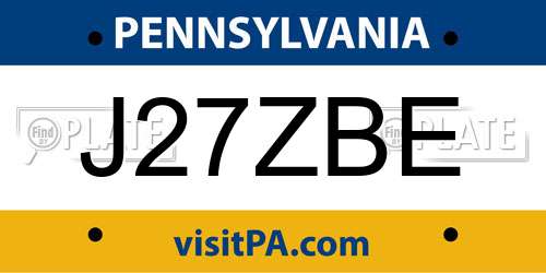J27ZBE Pennsylvania License Plate