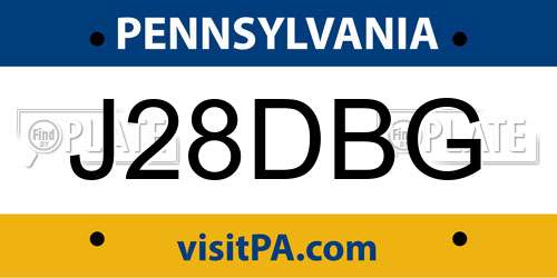 J28DBG Pennsylvania License Plate