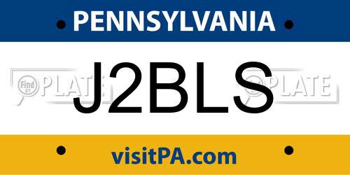 J2BLS Pennsylvania License Plate