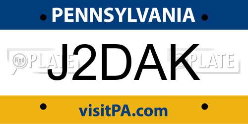 J2DAK Pennsylvania License Plate