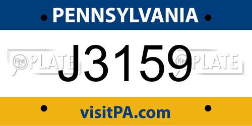 J3159 Pennsylvania License Plate