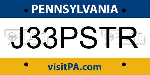 J33PSTR Pennsylvania License Plate
