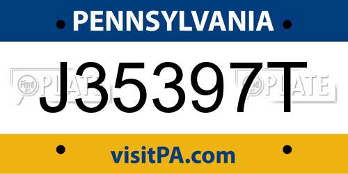 J35397T Pennsylvania License Plate