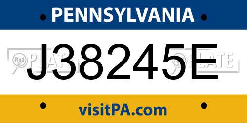 J38245E Pennsylvania License Plate