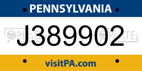 J389902 Pennsylvania License Plate