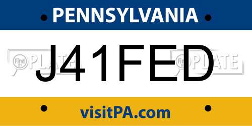 J41FED Pennsylvania License Plate
