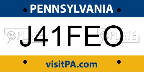 J41FEO Pennsylvania License Plate