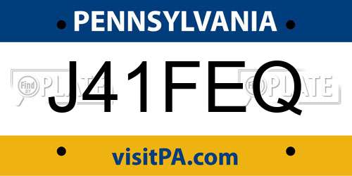 J41FEQ Pennsylvania License Plate