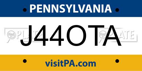 J44OTA Pennsylvania License Plate