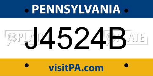 J4524B Pennsylvania License Plate
