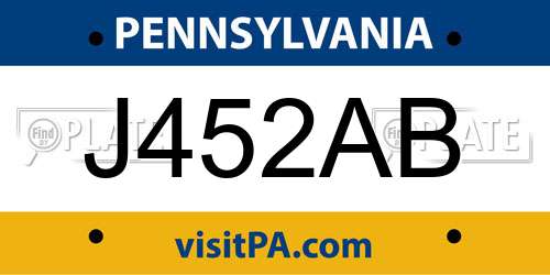 J452AB Pennsylvania License Plate