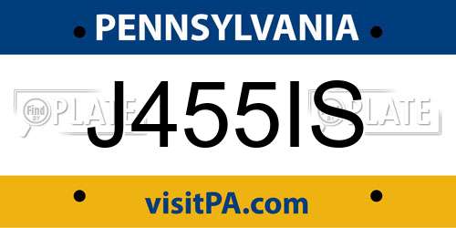 J455IS Pennsylvania License Plate