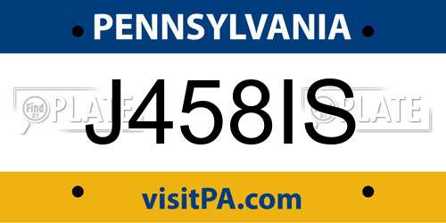 J458IS Pennsylvania License Plate