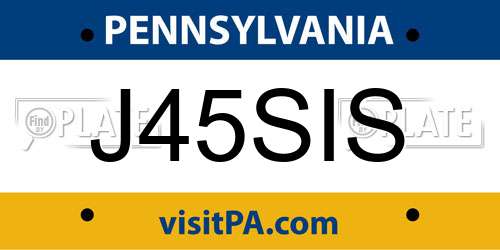 J45SIS Pennsylvania License Plate