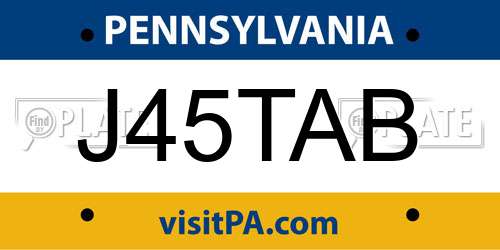 J45TAB Pennsylvania License Plate