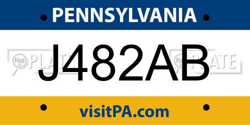 J482AB Pennsylvania License Plate