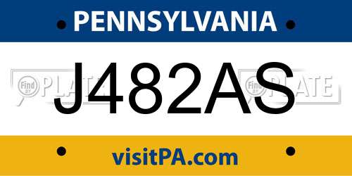 J482AS Pennsylvania License Plate