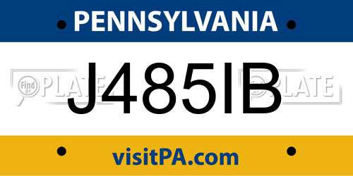 J485IB Pennsylvania License Plate