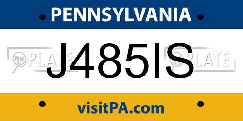 J485IS Pennsylvania License Plate