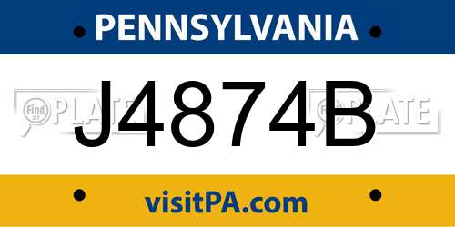 J4874B Pennsylvania License Plate