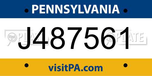 J487561 Pennsylvania License Plate