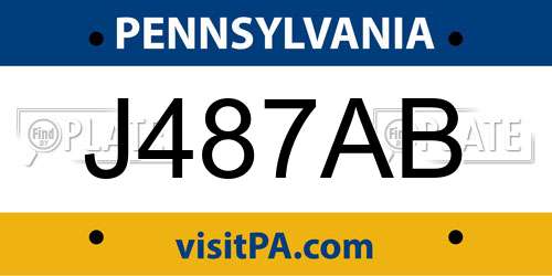 J487AB Pennsylvania License Plate