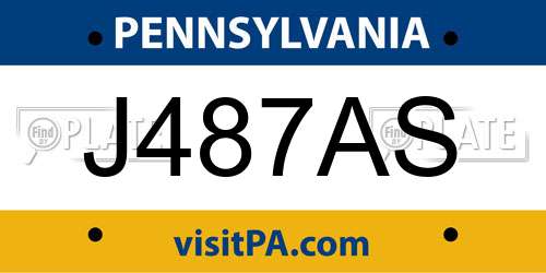 J487AS Pennsylvania License Plate