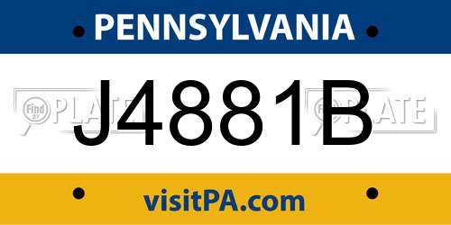 J4881B Pennsylvania License Plate