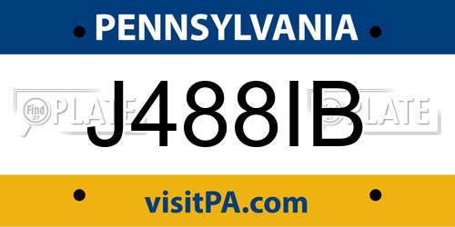 J488IB Pennsylvania License Plate