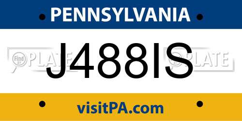 J488IS Pennsylvania License Plate