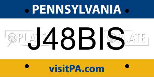 J48BIS Pennsylvania License Plate