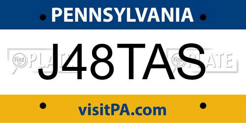 J48TAS Pennsylvania License Plate