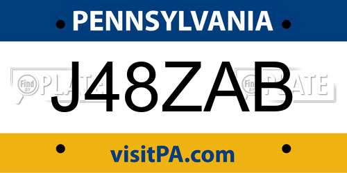 J48ZAB Pennsylvania License Plate