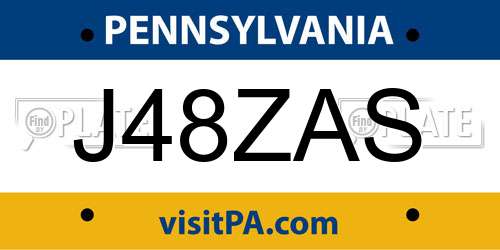 J48ZAS Pennsylvania License Plate