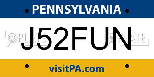 J52FUN Pennsylvania License Plate
