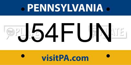 J54FUN Pennsylvania License Plate