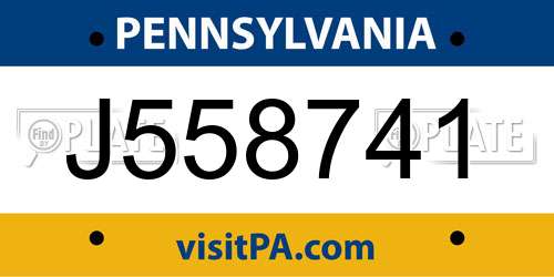J558741 Pennsylvania License Plate