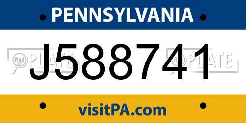 J588741 Pennsylvania License Plate